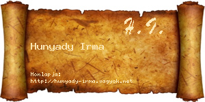 Hunyady Irma névjegykártya